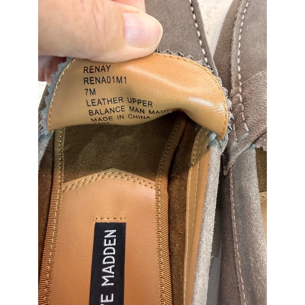 Steve Madden Renay Taupe Suede Penny Loafers Mens 7‎  Slip On Shoes